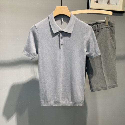 Summer New Polo Shirt Men Fashion Streetwear Knitted Polo Homme Breathable Casual Slim Fit Short Sleeve Polo Hombre Y25