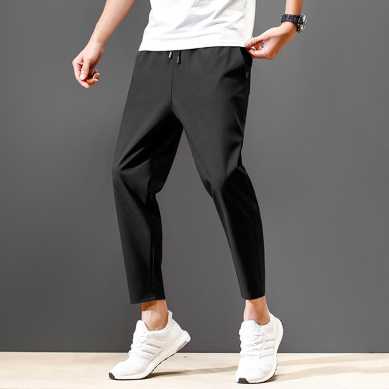 Pants Men Solid Ankle-length Simple All Match Mens Breathable Korean Style Fashion Plus Size Trousers Males Harajuku Hot Sale