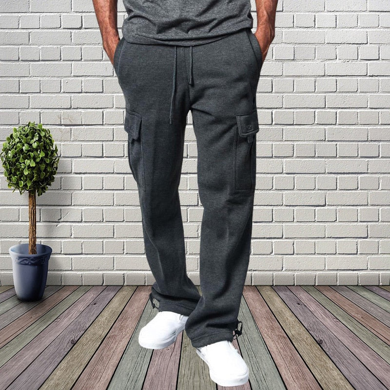 Men Cargo Jogger  Pants Autumn Hip Hop Street wear Loose Trousers Multi Pocket Solid Color Overalls GYM Sports Wear