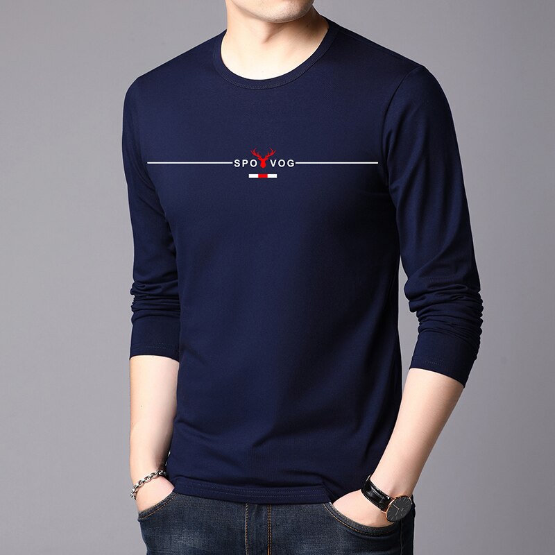 2023 New Fashion Brand Tshirt Mens High Quality Cotton Tops  Street Style Trends Long Sleeve T-Shirt Korean Men Clothing