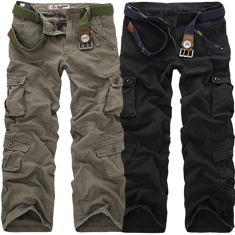 2023 High Quality Men's Cargo Pants Casual Loose Multi Pocket Military Pants Long Trousers for Men Camo Joggers Plus Size 28-40