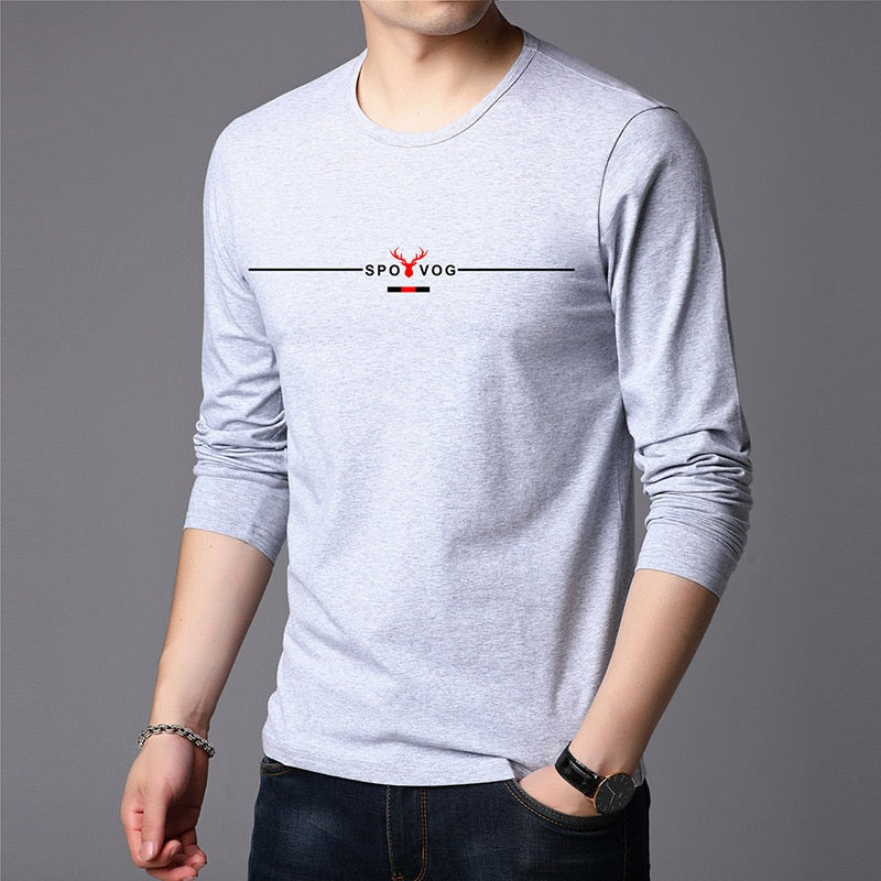 2023 New Fashion Brand Tshirt Mens High Quality Cotton Tops  Street Style Trends Long Sleeve T-Shirt Korean Men Clothing