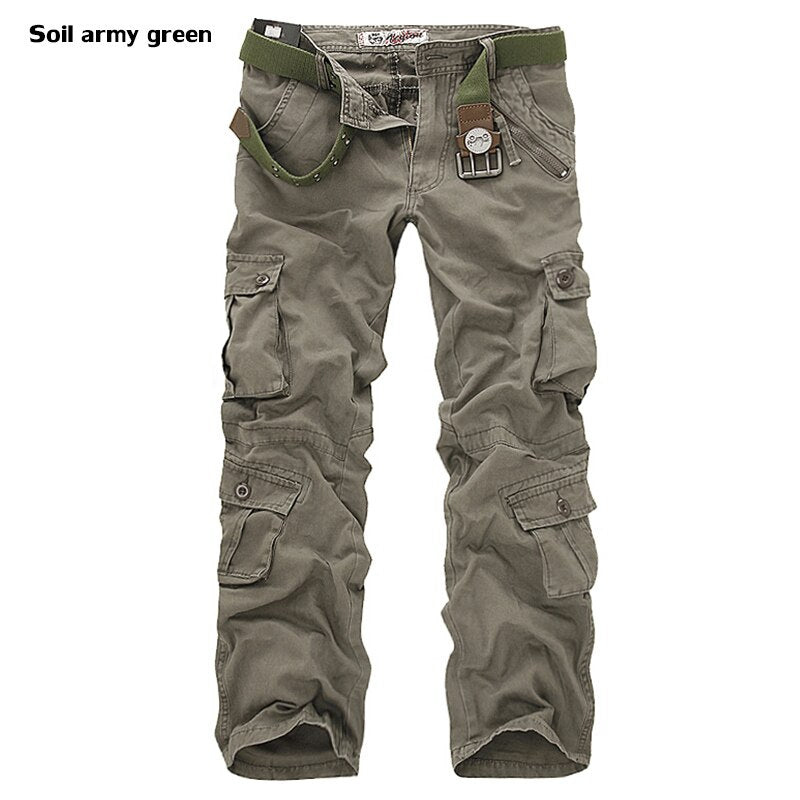 2023 High Quality Men's Cargo Pants Casual Loose Multi Pocket Military Pants Long Trousers for Men Camo Joggers Plus Size 28-40