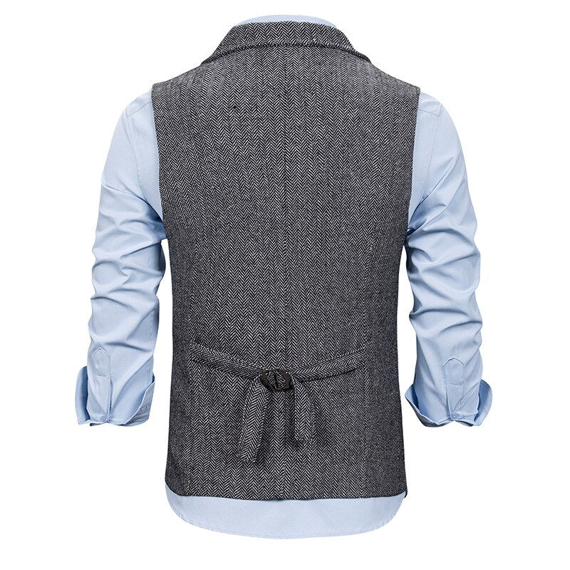 Autumn Business Vest Men's Clothing Male Lapel Casual Men Suit Vest With Pockets Vest Outerwear Chaleco Hombre