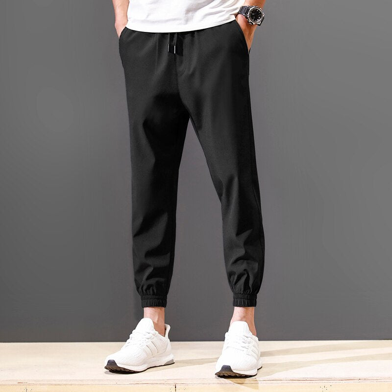 Pants Men Solid Ankle-length Simple All Match Mens Breathable Korean Style Fashion Plus Size Trousers Males Harajuku Hot Sale