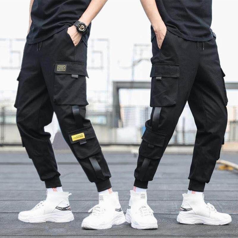 New Hip Hop Joggers Cargo Pants Men Harem Pants Multi-Pocket Ribbons Man Sweatpants Streetwear Casual Mens Pants