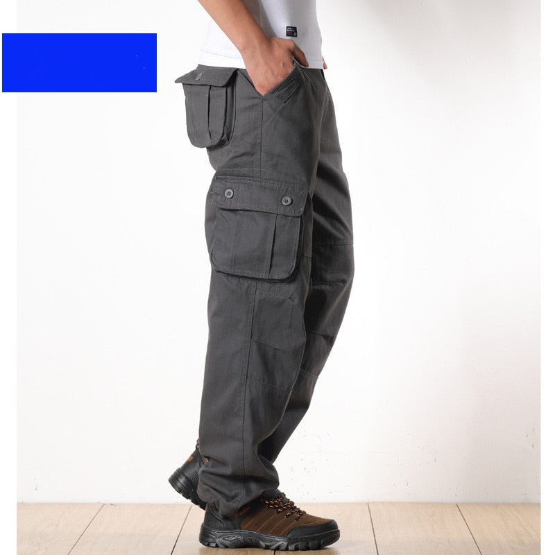 Men's Overalls Cargo Pants Casual Cotton Multi Pocket Baggy Military Army Work Pants Streetwear Straight Slacks Long Trousers