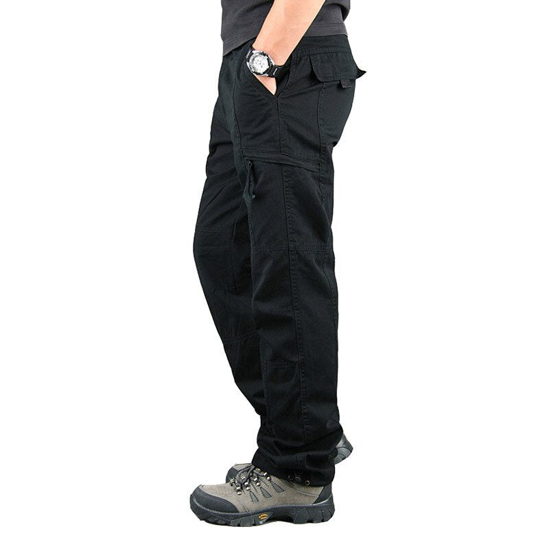 Cotton Cargo Pants Men Overalls Army Military Style Tactical Workout Straight Trousers Outwear Casual Multi Pocket Baggy Pants