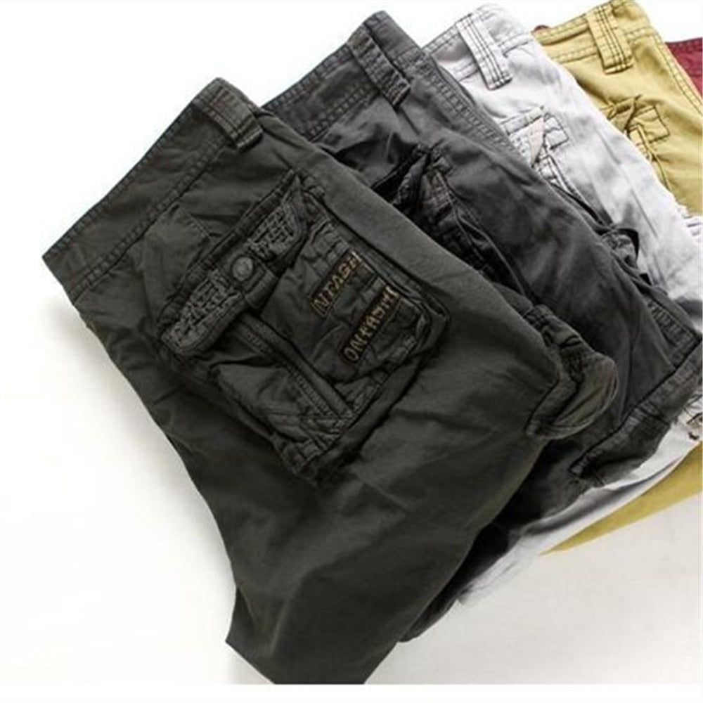 New Summer Casual Shorts Mens Straight Solid Sports Shorts Men Joggers Cargo Shorts Fashion Cotton Knee Length Sweatpants Man