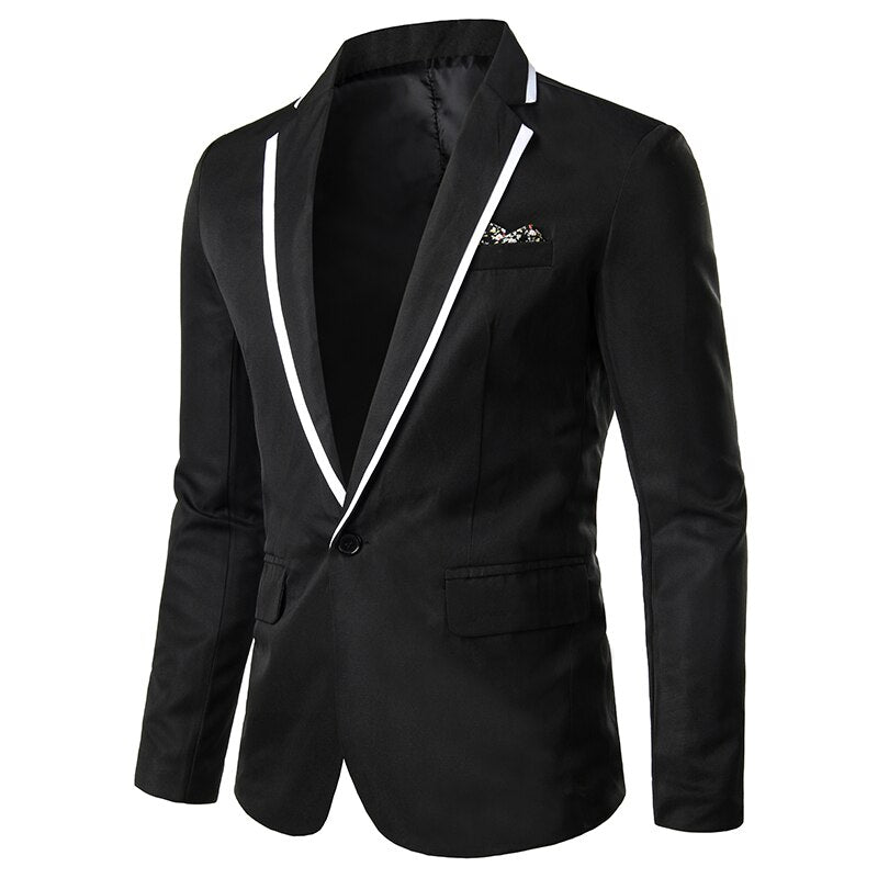 Spring Autumn New Men Blazer Fashion Slim casual blazer for Men Pink/Black/White One Button Mens Suit jacket Outerwear Male 5XL