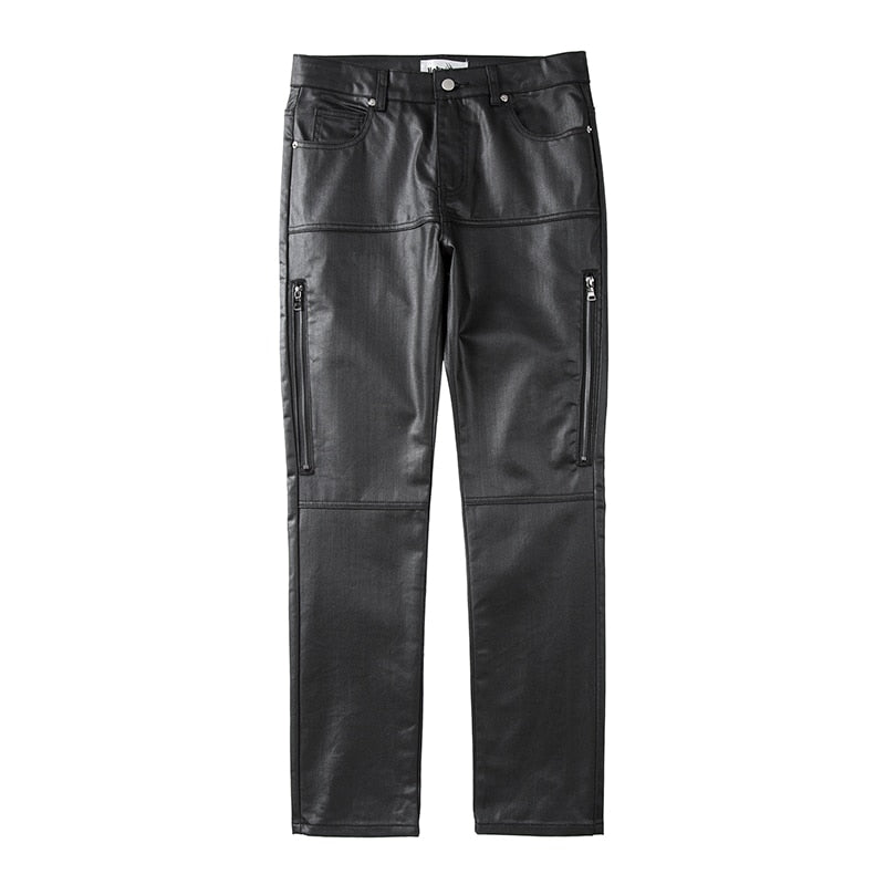 Black Jeans Men's Vibe Waxed Casual Trousers Straight Pockets Oversized Pencil Pants Loose Hip Hop Mens Pants