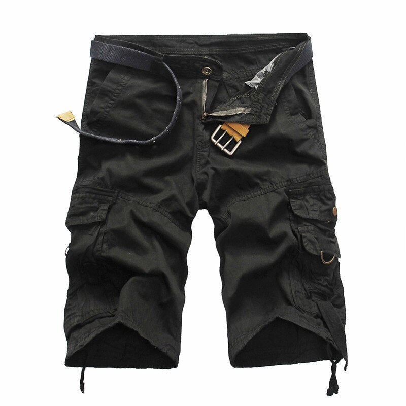 Men Cargo Shorts (not include Belt) Casual Loose Short Pants Camouflage Military Summer Knee Length Shorts Men