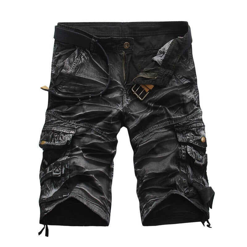 Men Cargo Shorts (not include Belt) Casual Loose Short Pants Camouflage Military Summer Knee Length Shorts Men