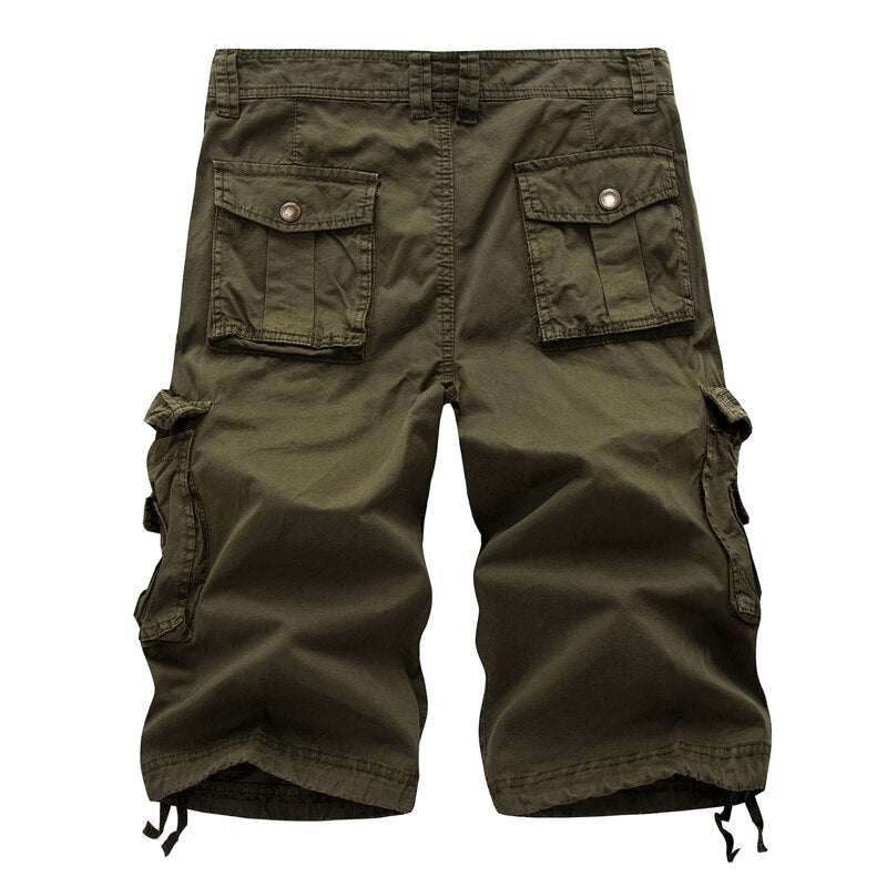 2023 new arrivals fashion men cargo shorts knee length solid color multi pockets loose overalls 30-38 drop shipping ABZ280