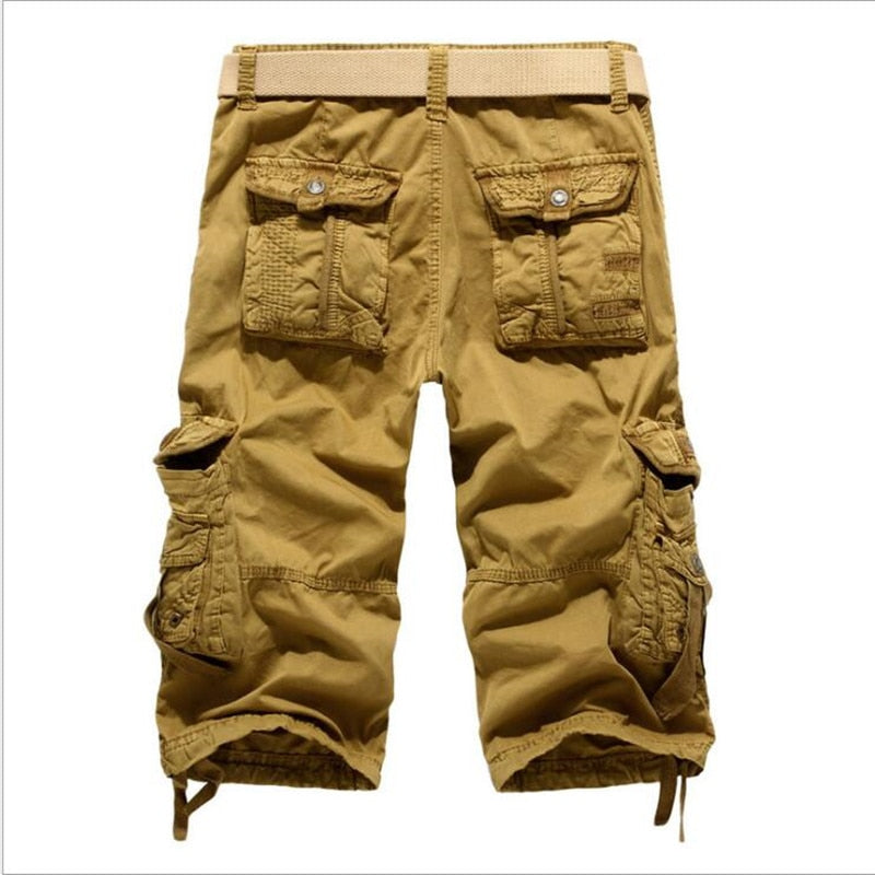 New Summer Casual Shorts Mens Straight Solid Sports Shorts Men Joggers Cargo Shorts Fashion Cotton Knee Length Sweatpants Man