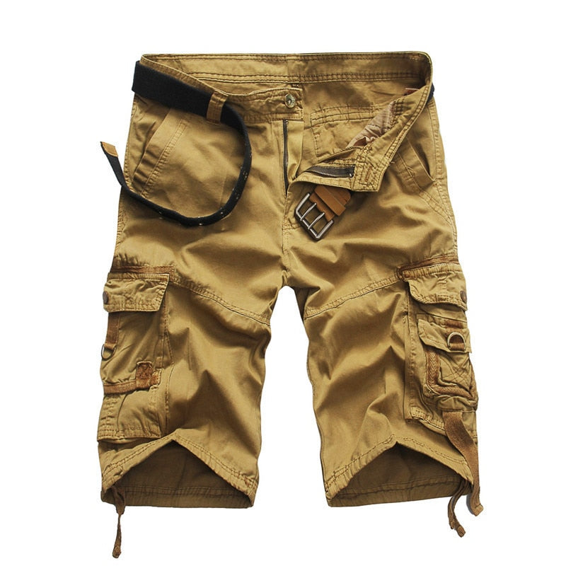 Men Cargo Shorts (not include Belt) Casual Loose Short Pants Camouflage Military Summer Knee Length Shorts Men