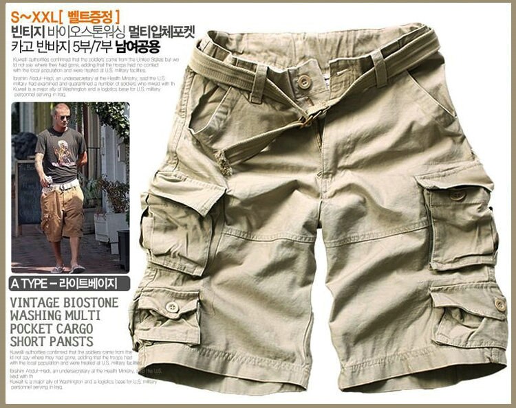 Summer Cargo Shorts Men Many Pocket Camouflage Half Trousers Short Casual Loose Camo Shorts Knee length With Belt Bermuda Male