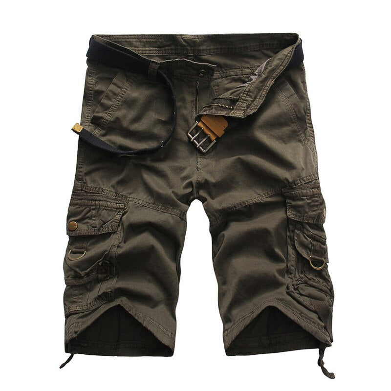 Men Cargo Shorts (not include Belt) Casual Loose Short Pants Camouflage Military Summer Knee Length Shorts Men