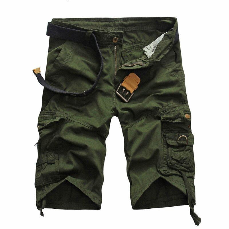 Men Cargo Shorts (not include Belt) Casual Loose Short Pants Camouflage Military Summer Knee Length Shorts Men