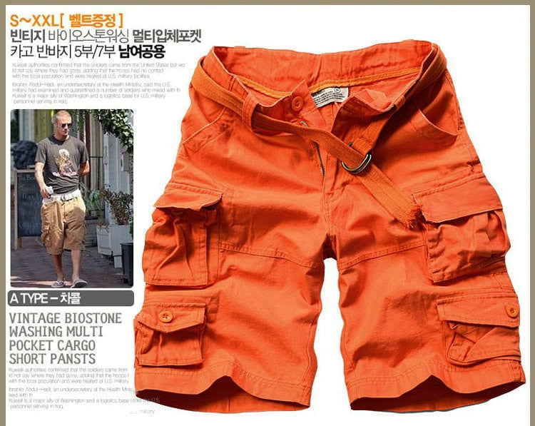 2023 New Summer Multi-pocket Camouflage Mens Shorts Casual Loose Camo Knee-length Mens Cargo Shorts With Belt S-3XL