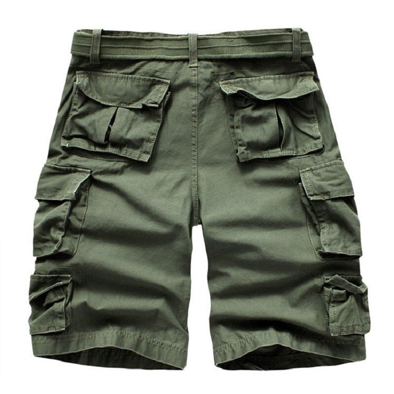 Summer Cargo Shorts Men Many Pocket Camouflage Half Trousers Short Casual Loose Camo Shorts Knee length With Belt Bermuda Male