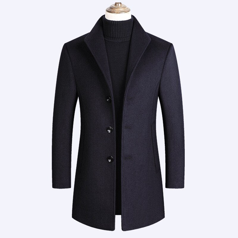 New Men Wool Blends Coats Autumn Winter Solid Men's Wool Jacket Smart Casual Male Turn Down Collar Coats Brand Clothing 2023