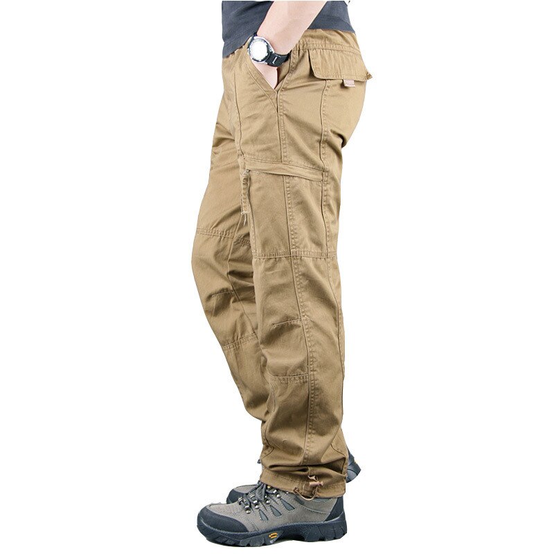 Cotton Cargo Pants Men Overalls Army Military Style Tactical Workout Straight Trousers Outwear Casual Multi Pocket Baggy Pants