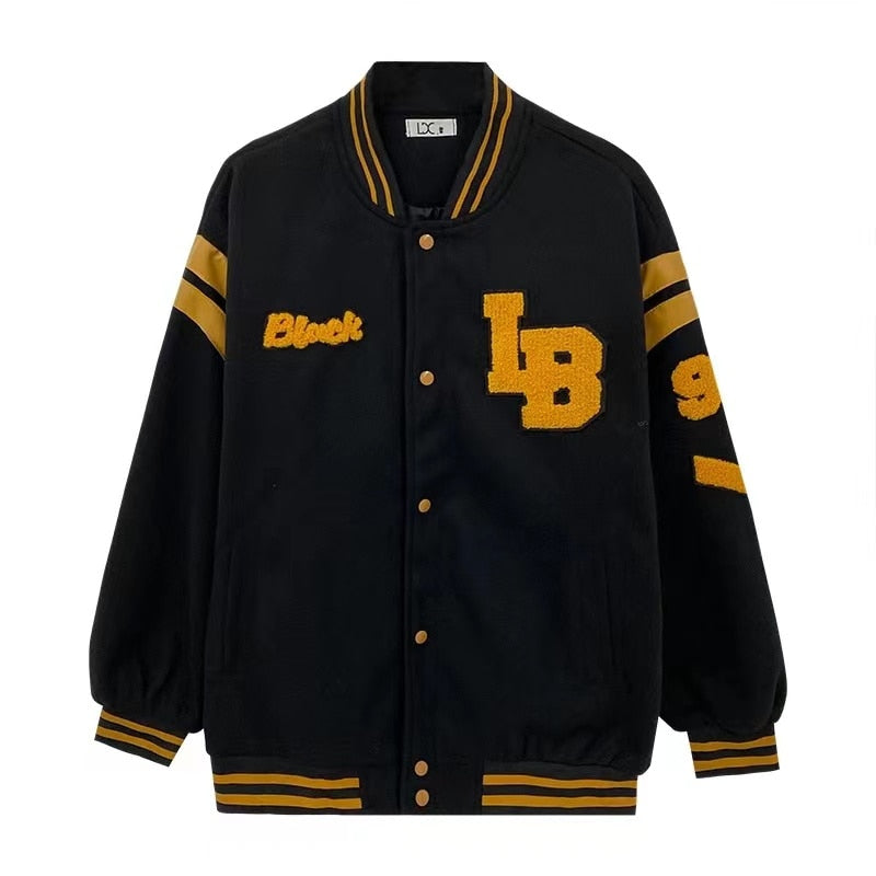 American letter towel embroidered jacket coat men's Y2K street hip-hop retro baseball uniform couple casual all-match jacket top