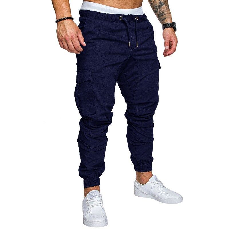 Men Cargo Jogger  Pants Autumn Hip Hop Street wear Loose Trousers Multi Pocket Solid Color Overalls GYM Sports Wear