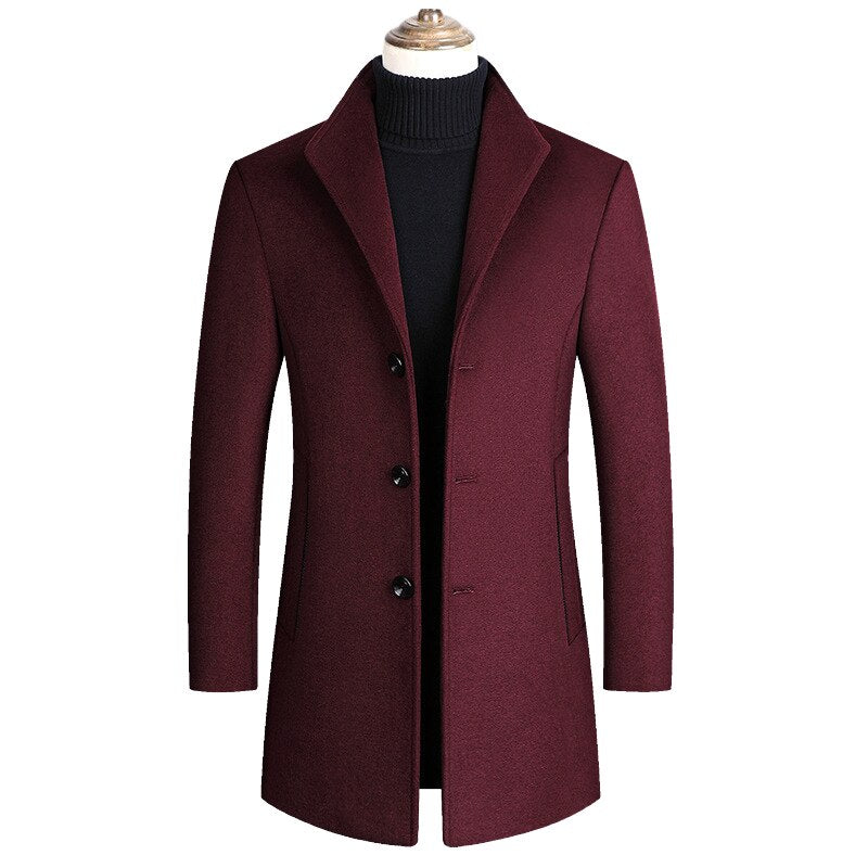 New Men Wool Blends Coats Autumn Winter Solid Men's Wool Jacket Smart Casual Male Turn Down Collar Coats Brand Clothing 2023