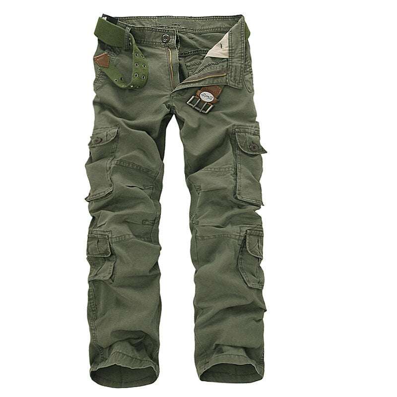 Spring Mens Cargo Pants ArmyGreen Big Pockets Decoration Casual Easy Wash Trousers Male Tactical Pants Size 28 44 46