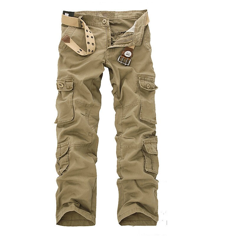 Spring Mens Cargo Pants ArmyGreen Big Pockets Decoration Casual Easy Wash Trousers Male Tactical Pants Size 28 44 46