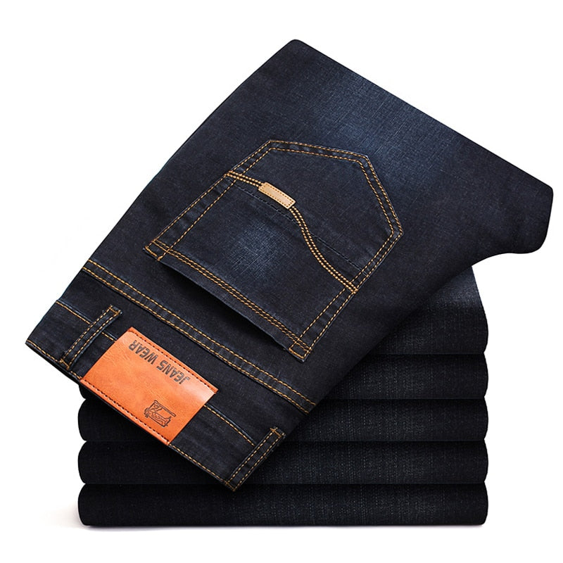 42 44 Spring and Autumn New Classic Men's Large Size Jeans Fashion Business Casual Stretch Slim Black Blue Men's Brand Pants