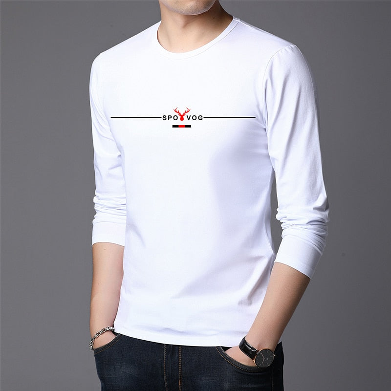 2023 New Fashion Brand Tshirt Mens High Quality Cotton Tops  Street Style Trends Long Sleeve T-Shirt Korean Men Clothing