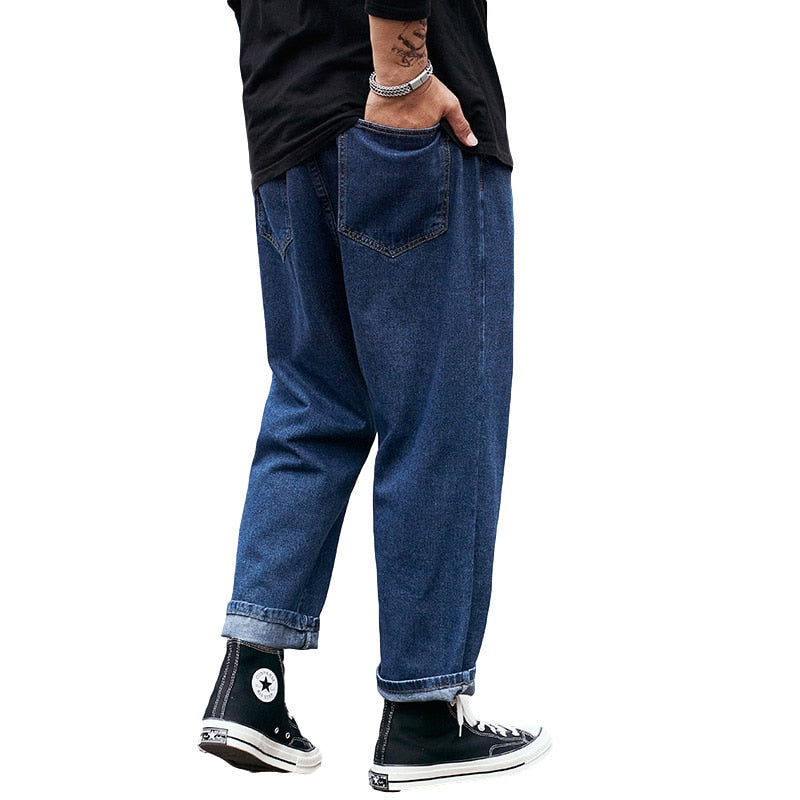 Fashion Streetwear Men Jeans Loose Fit Blue Baggy Jeans Straight Denim Pants Homme Wide Leg Jeans Brand Men Clothing 29-46 48