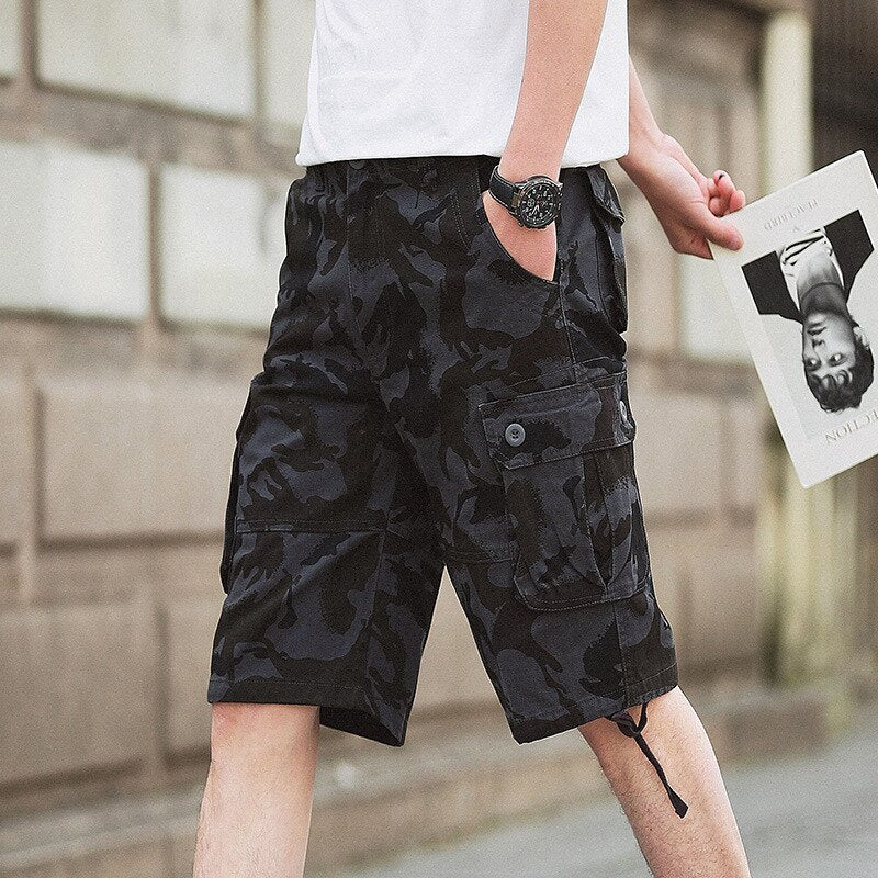 Summer Men's Camouflage Camo Cargo Shorts Casual Cotton Baggy Multi Pocket Army Military Plus Size 44 Breeches Tactical Shorts