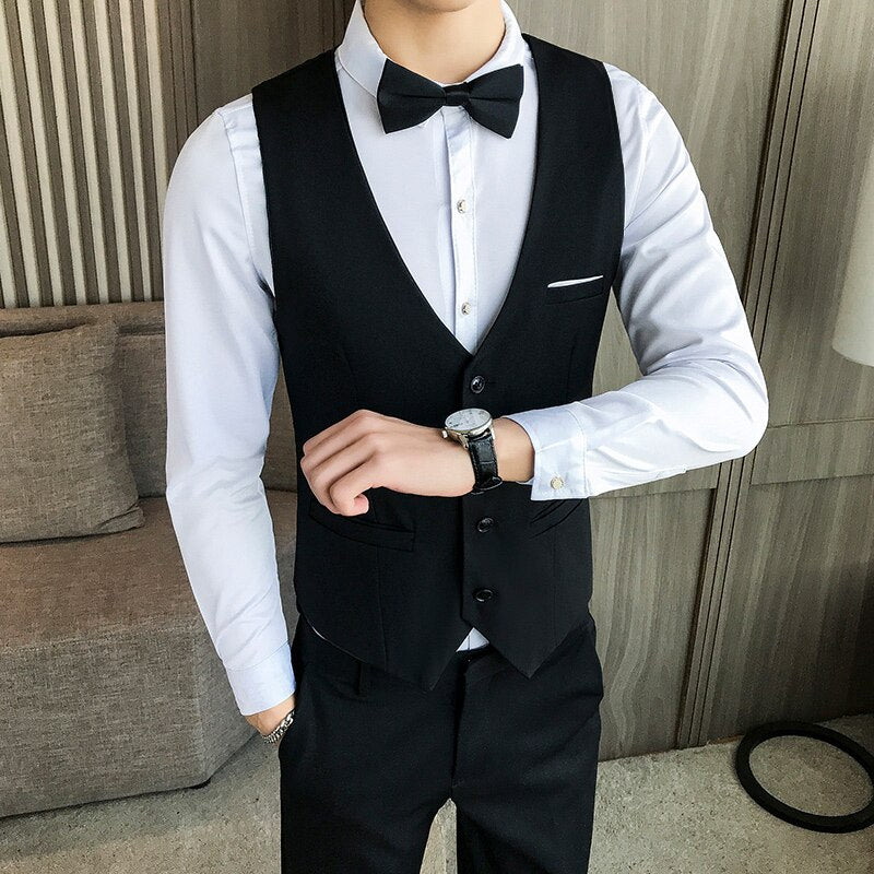 men's suit vest blue classic solid man dress vest korean slim fit business casual waist coat for men work men vests