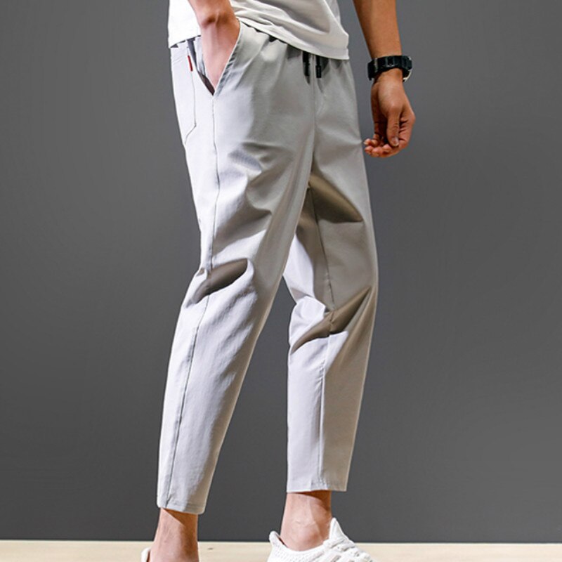 Pants Men Solid Ankle-length Simple All Match Mens Breathable Korean Style Fashion Plus Size Trousers Males Harajuku Hot Sale