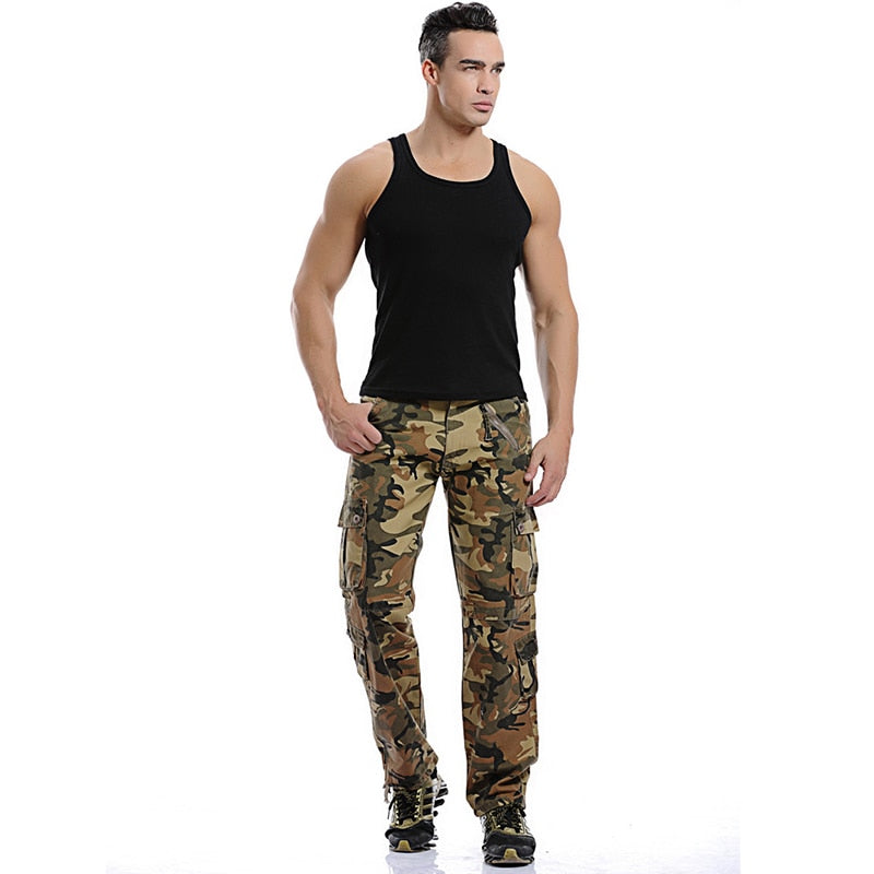 2023 High Quality Men's Cargo Pants Casual Loose Multi Pocket Military Pants Long Trousers for Men Camo Joggers Plus Size 28-40