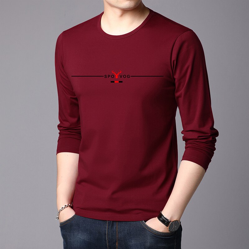 2023 New Fashion Brand Tshirt Mens High Quality Cotton Tops  Street Style Trends Long Sleeve T-Shirt Korean Men Clothing