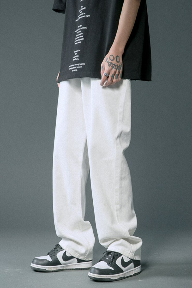 Summer thin men's fashion famous brand versatile loose straight Summer wide leg pants clothes streetwear hiphop denim New