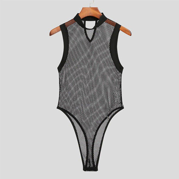 Large Size Summer Men's Sexy Mesh Sleeveless Bottoming Vest