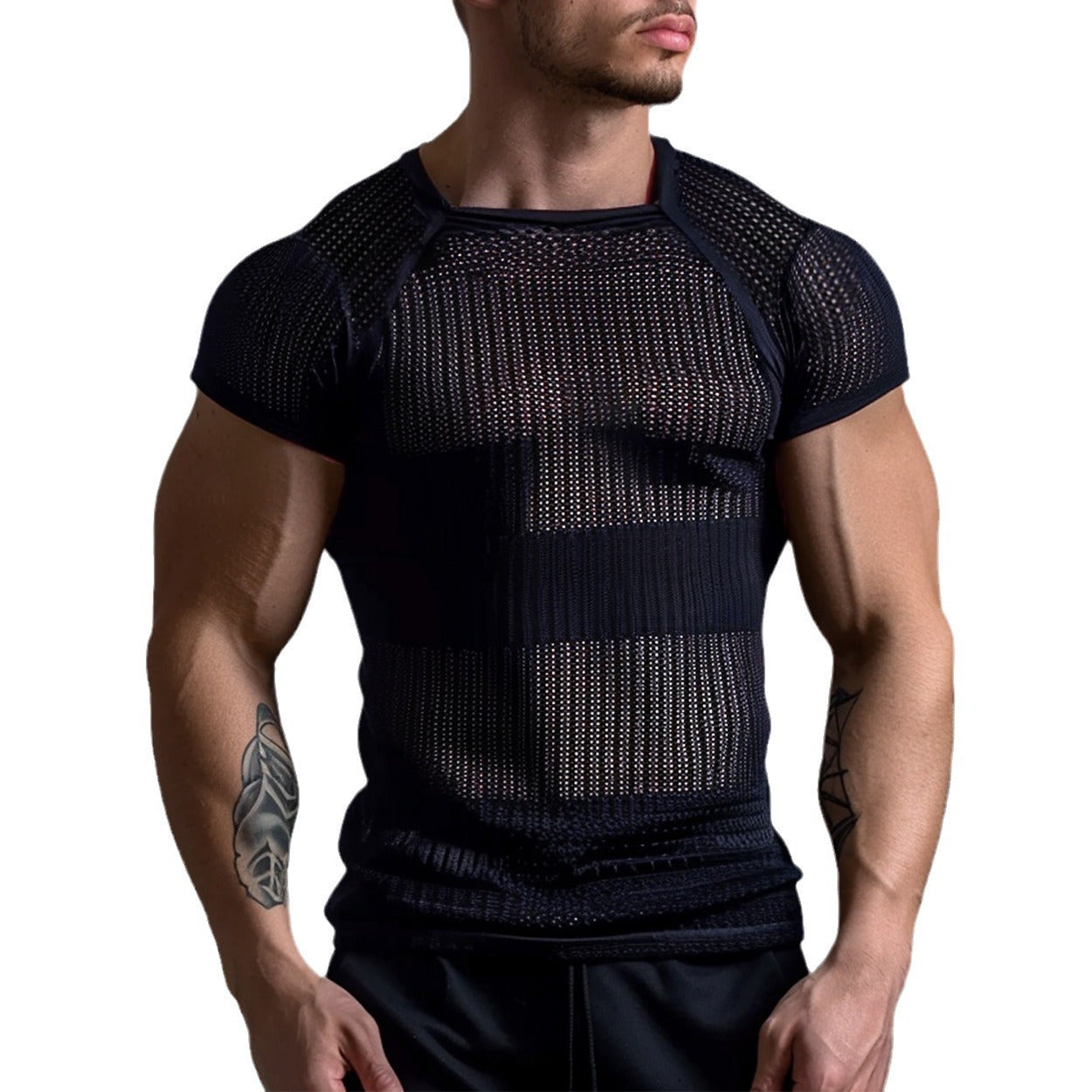 Summer Hot Sale Men's Large Size Sexy Transparent Slim Sports T-shirt