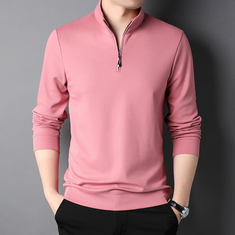 Top Grade 2023 New Fashion Brand Luxury Zipper Polo Shirt Men Casual Plain Korean Solid Color Long Sleeve Tops Mens Clothing