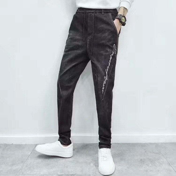 Jeans Men Pants Casual Cotton Denim Trousers Multi Pocket Cargo Jeans Men New Fashion Denim Pencil Pants Side Pockets Cargo