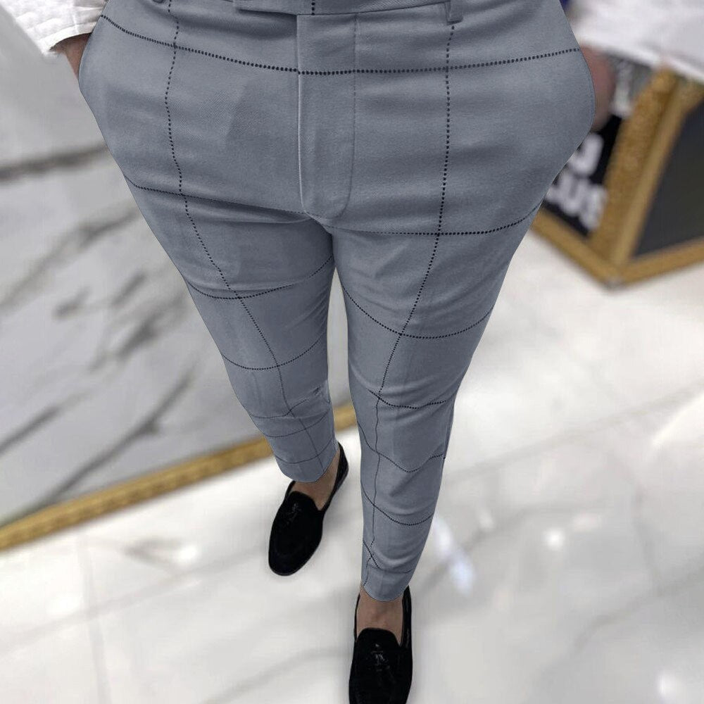 Mens Casual Pants Fashion Tapered Oversized Plaid Stripe Slim Trousers Stop Looking At My Dick Sweatpants Street Wear Pants