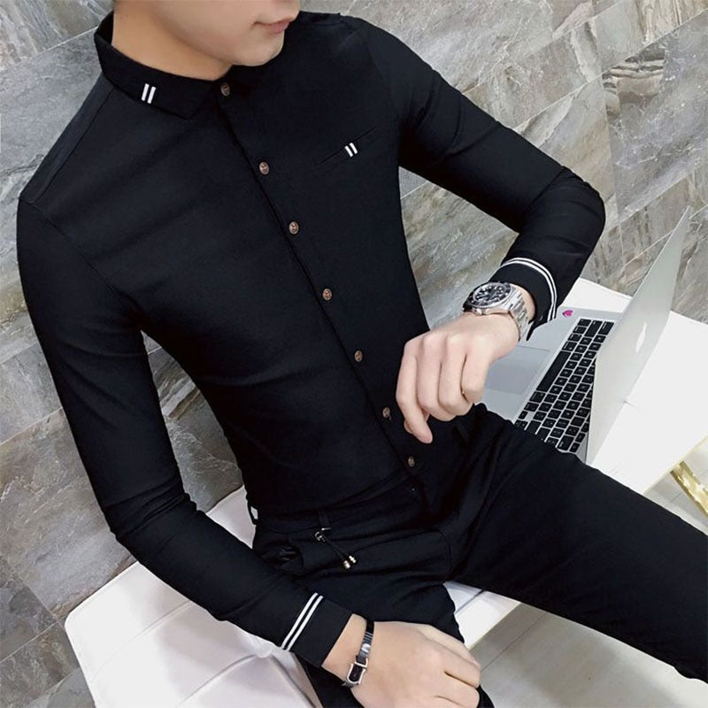 Fashion Lapel Spliced All-match Shirt Men's Clothing Autumn New Oversized Casual Tops Long Sleeve Loose Korean ShirtS