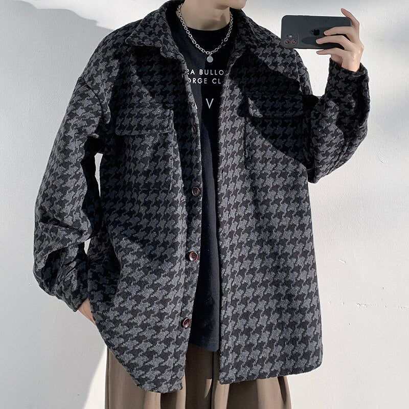 Spring Autumn Premium Heavy Shirts Men Solid Loose Long Sleeve  Women's jacket Hip Hop Thick Korean Casual Woolen Coat 2023 New