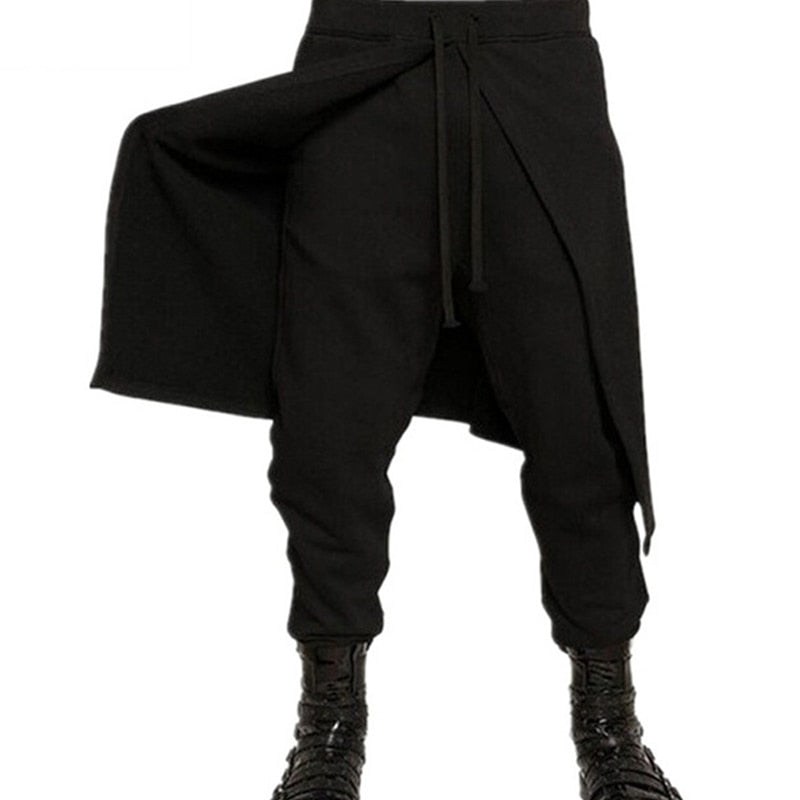 Brand Cool Mens Gothic Punk Style Harem Pants Black Hip-hop Wear Loose Pants DrawString Baggy Dancing Crotch Trousers