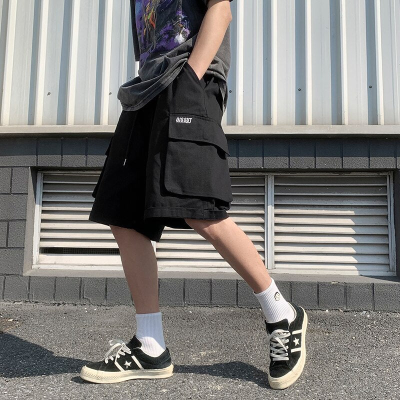 Shorts Men Cargo Japanese Fashion Loose Summer Casual S-5XL Clothing Harajuku Pockets Knee-length Streetwear Prevalent Classic